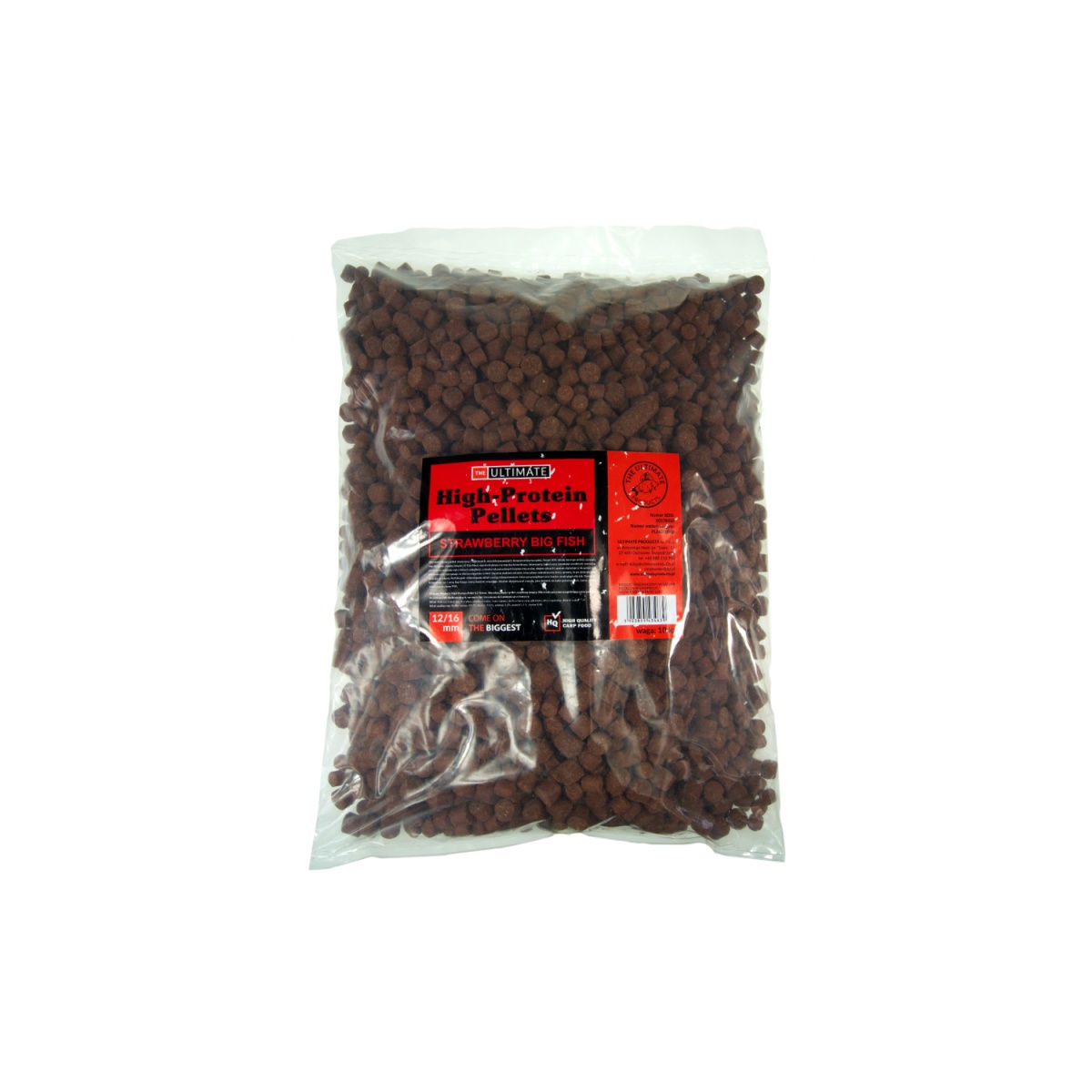 UltimateProducts High Protein Pellet - Big Fish Strawberrymărimea mix 12/16mm / 10kg - EAN: 5903855434639