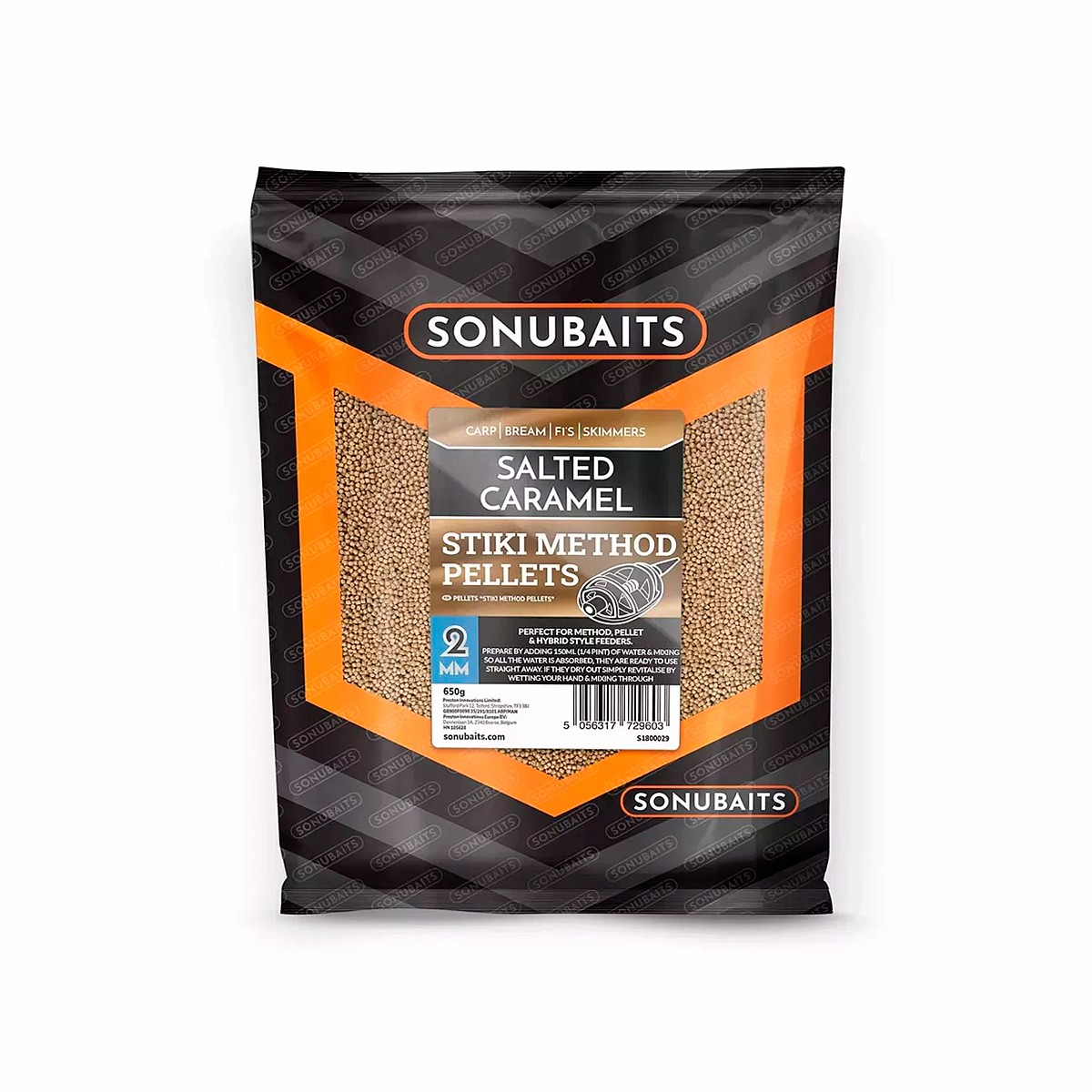 Sonubaits Stiki Salted Caramel Method Pellets ambalaj 2mm / 650g - MPN: S1800029 - EAN: 5056317729603