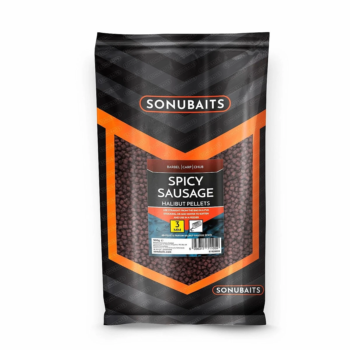 Sonubaits Spice Sausage Halibut Pellets confezione 3mm / 900g - MPN: S1920020 - EAN: 5056317711059