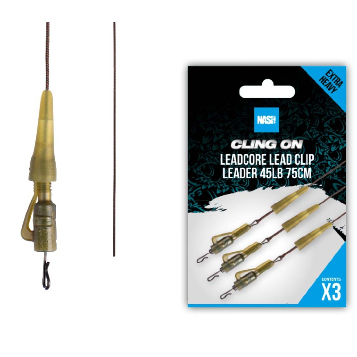 Nash Ready Tied Leadcore Lead Clip Leadermodel 75 cm / 45lb - MPN: T8190 - EAN: 5055108981909