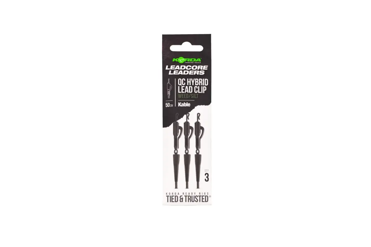 Korda Kable Leadcore Leader Hybrid Lead Clip QC Swivel 50cmlungime 50cm / Weed Green - MPN: KLL008 - EAN: 5060929025640