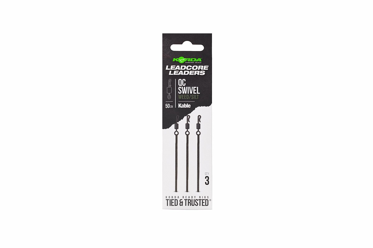 Korda Kable Leadcore Leader QC Swivel 50cm długość 50cm / Weed Green - MPN: KLL010 - EAN: 5060929025688
