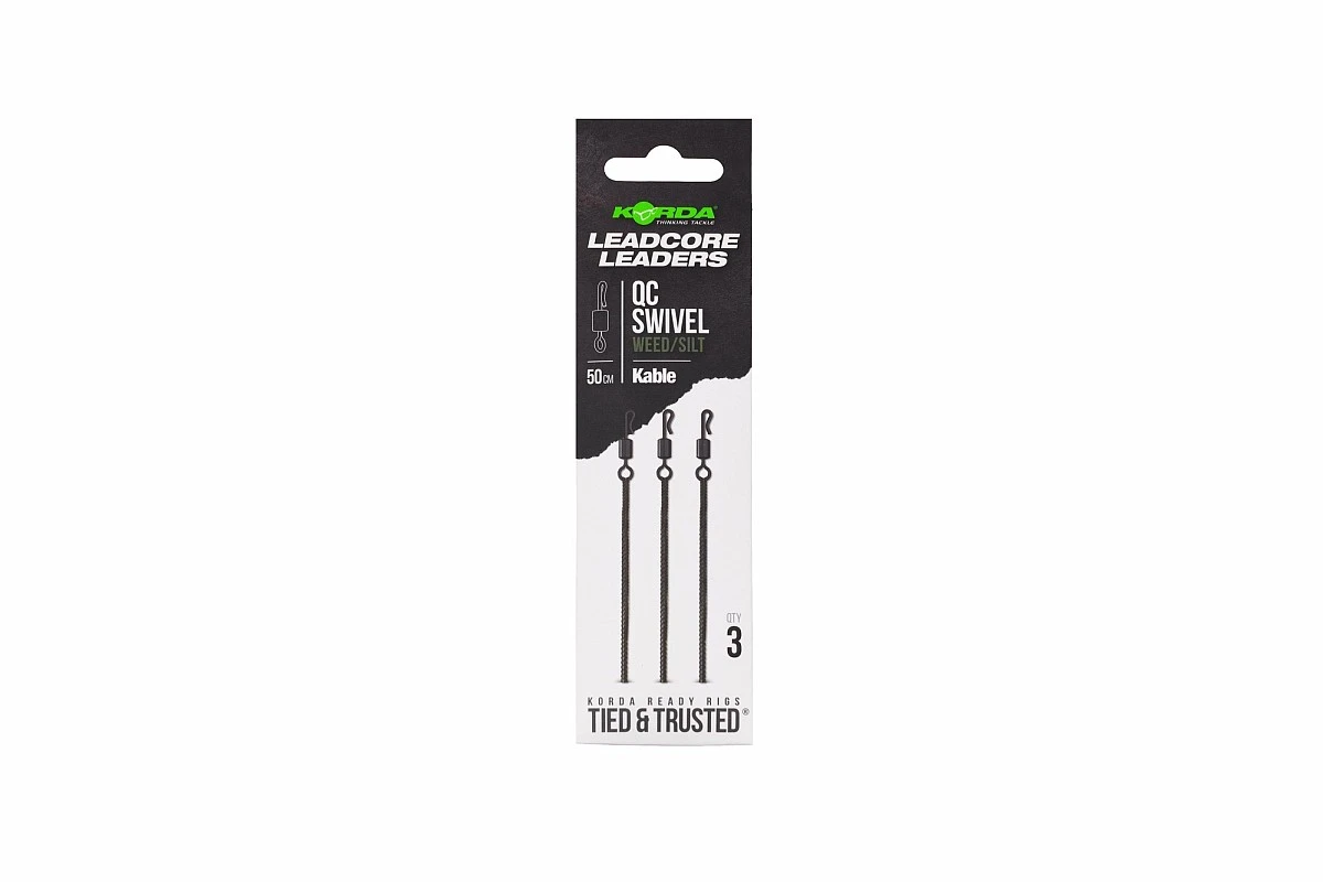 Korda Kable Leadcore Leader QC Swivel 50cm lungime 50cm / Weed Green - MPN: KLL010 - EAN: 5060929025688
