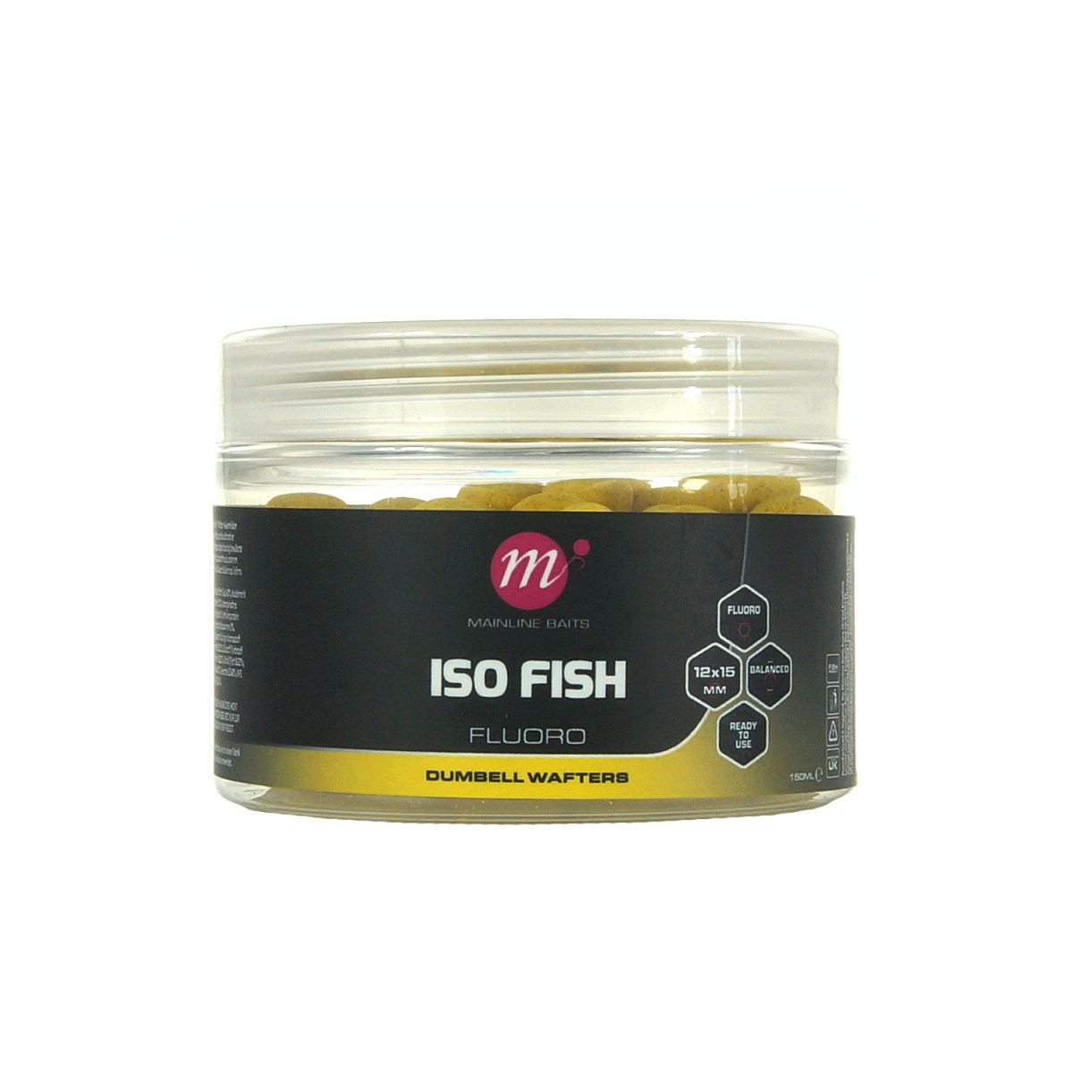 Mainline ISO Fish Fluoro Dumbells Wafters - Yellowśrednica 15x12mm - MPN: M44024 - EAN: 5060509817795