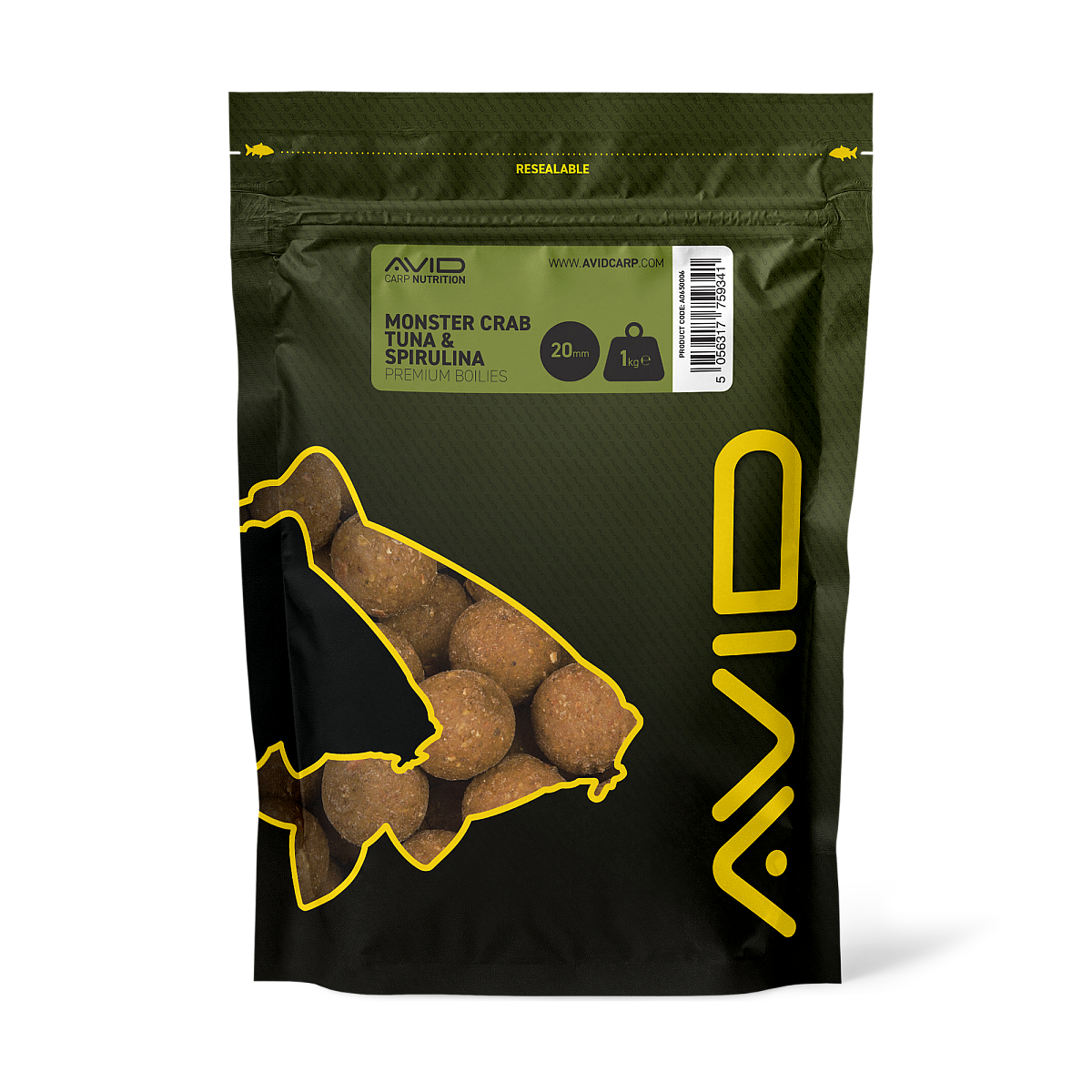 Avid Carp Monster Crab, Tuna & Spirulina Boiliesrozmiar 20 mm - 1 kg - MPN: A0650006 - EAN: 5056317759341