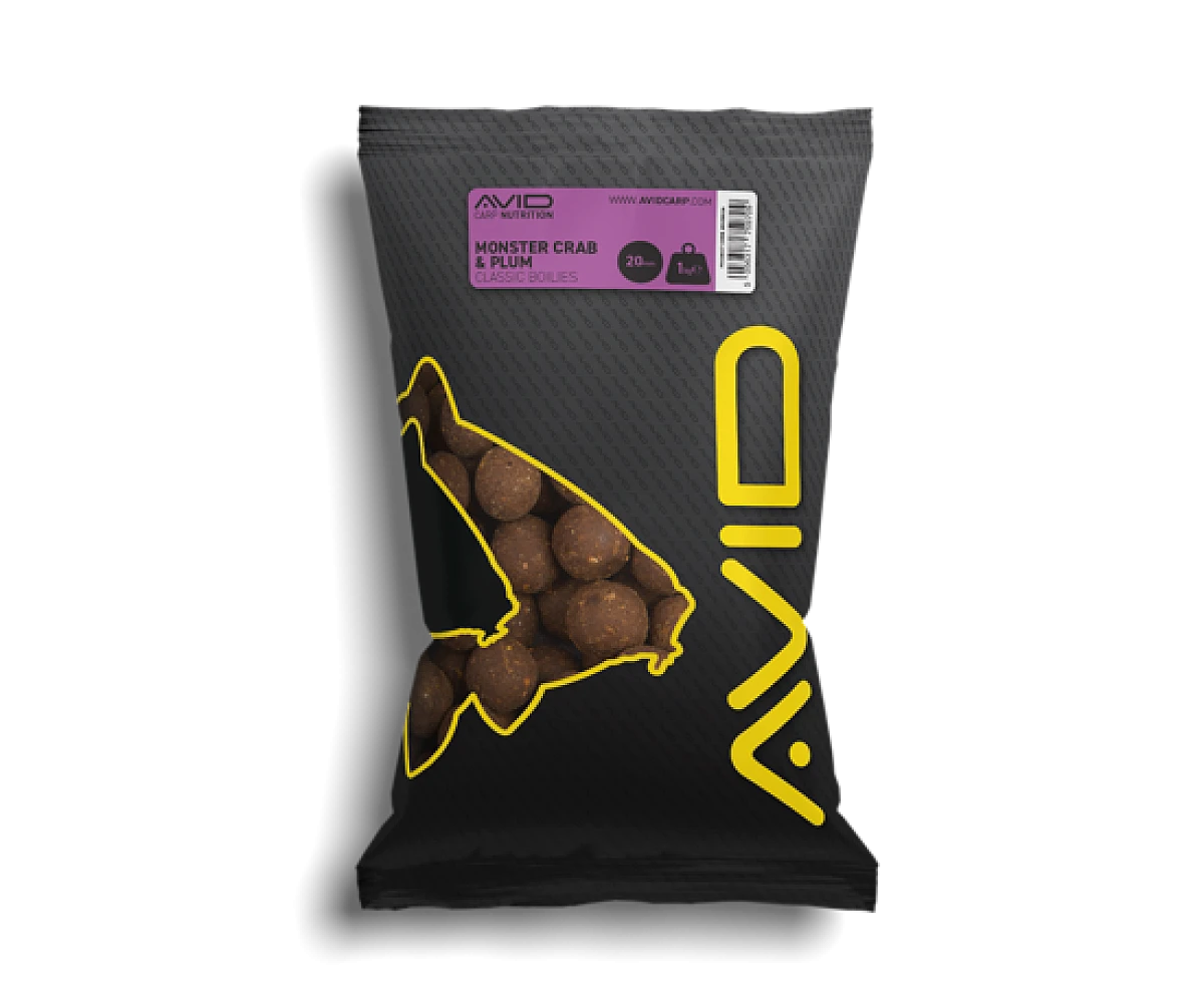 Avid Carp Monster Crab & Plum Boiliesmărimea 20 mm - 1 kg - MPN: A0650024 - EAN: 5056317759709