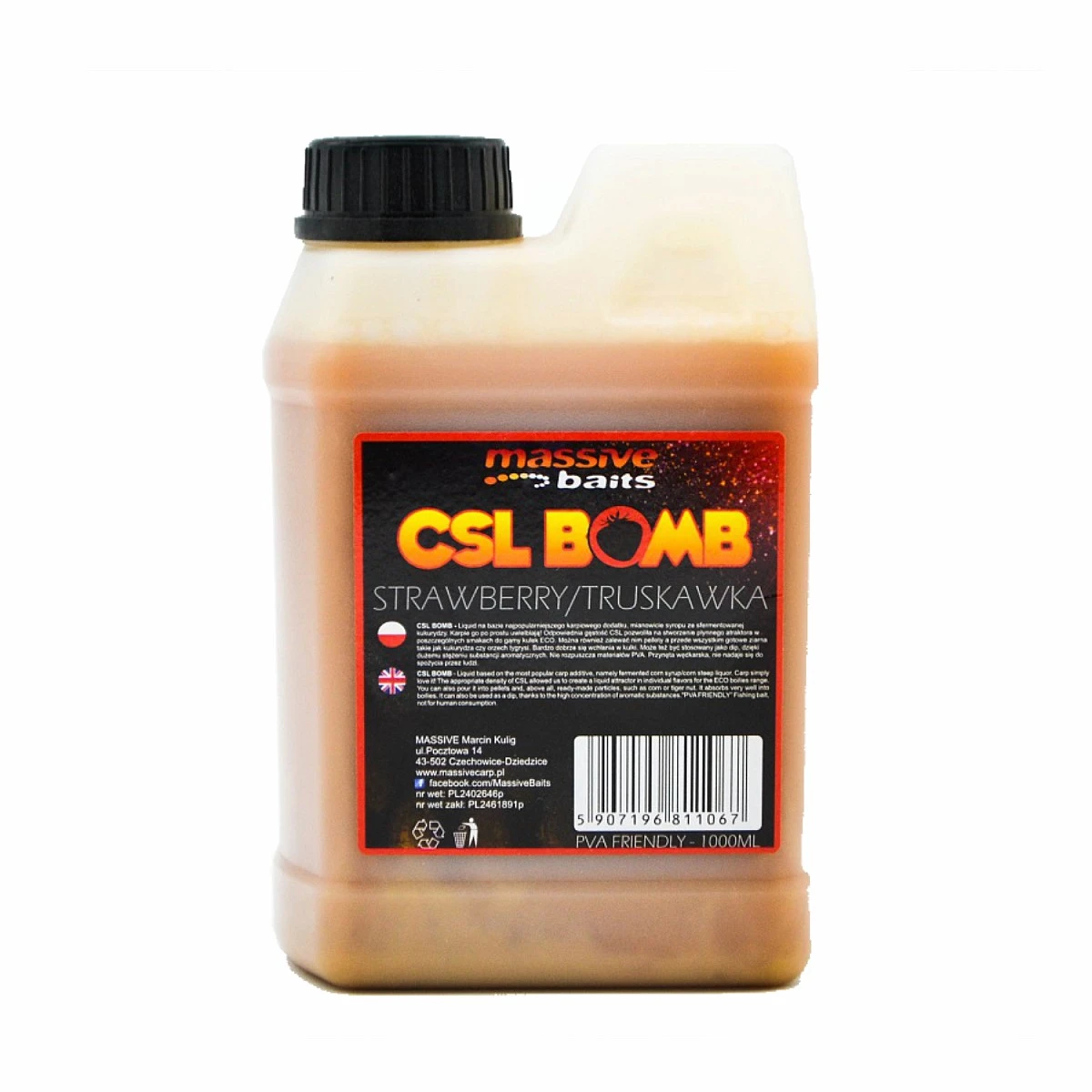 Massive Baits CSL Boomb - Strawberryambalaj 1000 ml - MPN: CSL011 - EAN: 5907196811067