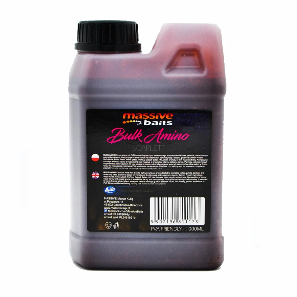 MassiveBaits Bulk Amino Scarlettambalaj 1000ml - MPN: LQ046 - EAN: 5907196811173
