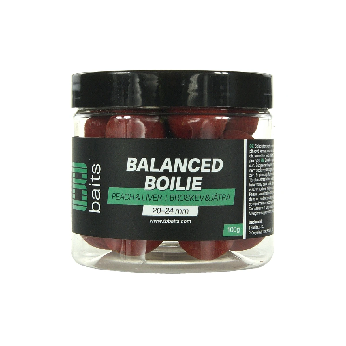TB Baits Balanced Boilie Peach Livermărimea 20-24mm / 100g - MPN: TB00726 - EAN: 8596601007262