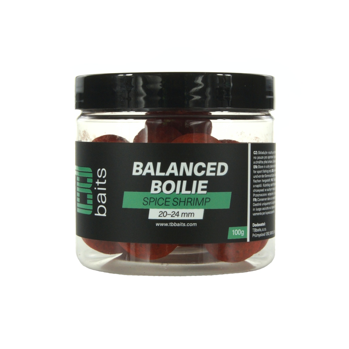 TB Baits Balanced Boilie + Atraktor Spice Shrimp rozmiar 20-24mm / 100g - MPN: TB00801 - EAN: 8596601008016