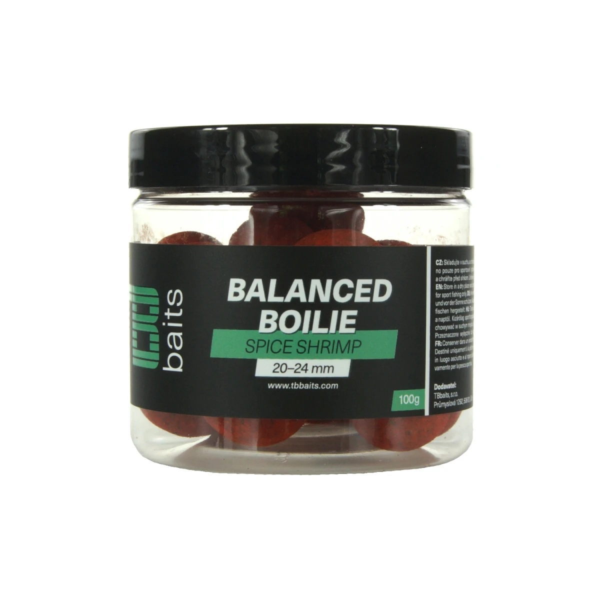 TB Baits Balanced Boilie + Atraktor Spice Shrimp mărimea 20-24mm / 100g - MPN: TB00801 - EAN: 8596601008016