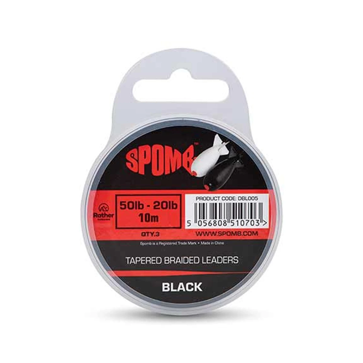 Spomb Tapered Braided Leaders 50-20lb (Black)modelo 50lb - 20lb / 3x 10m - MPN: DBL005 - EAN: 5056808510703