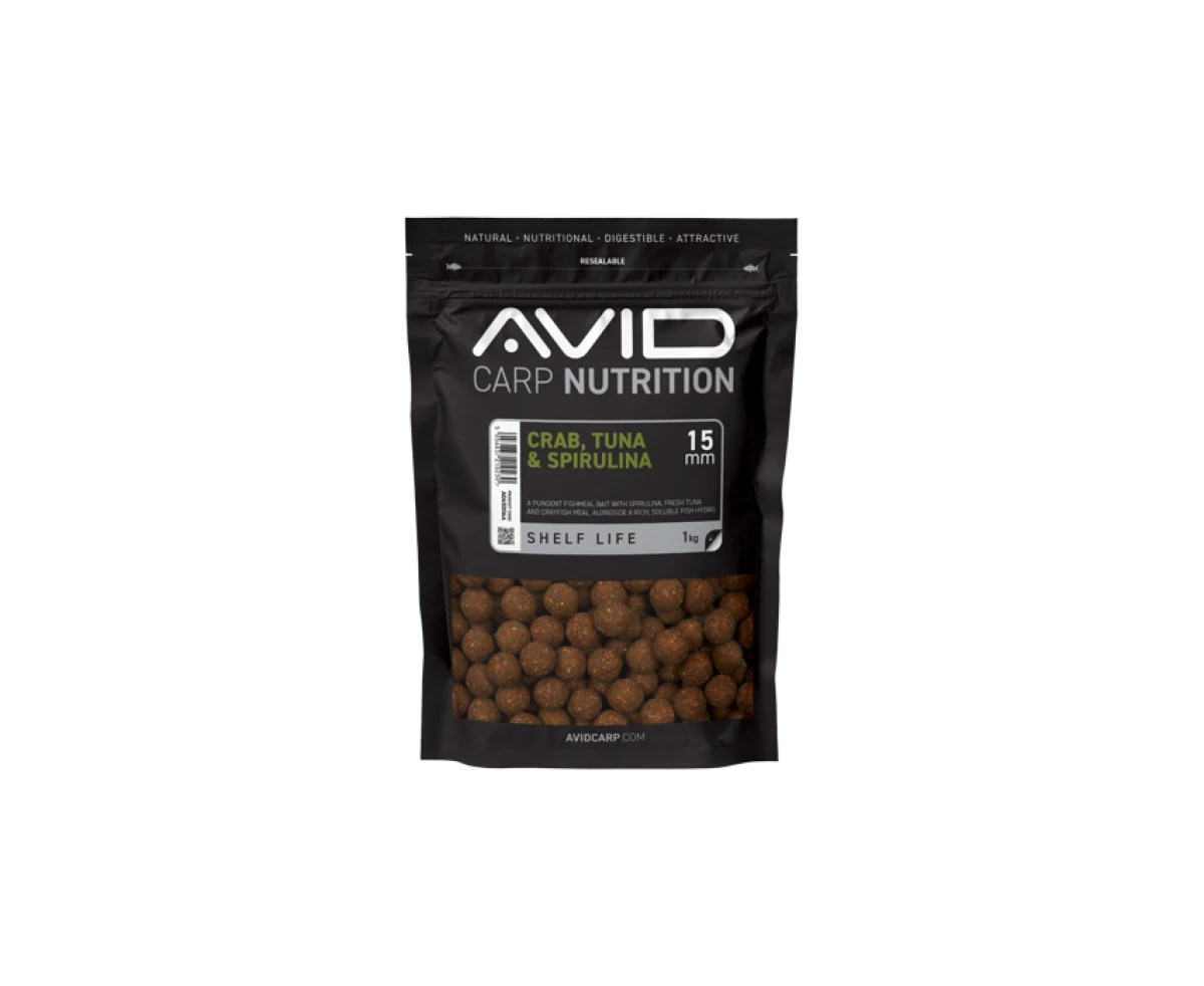 Avid Carp Crab, Tuna & Spirulina Boilies mărimea 15mm / 1kg - MPN: A0650046 - EAN: 5056837210230