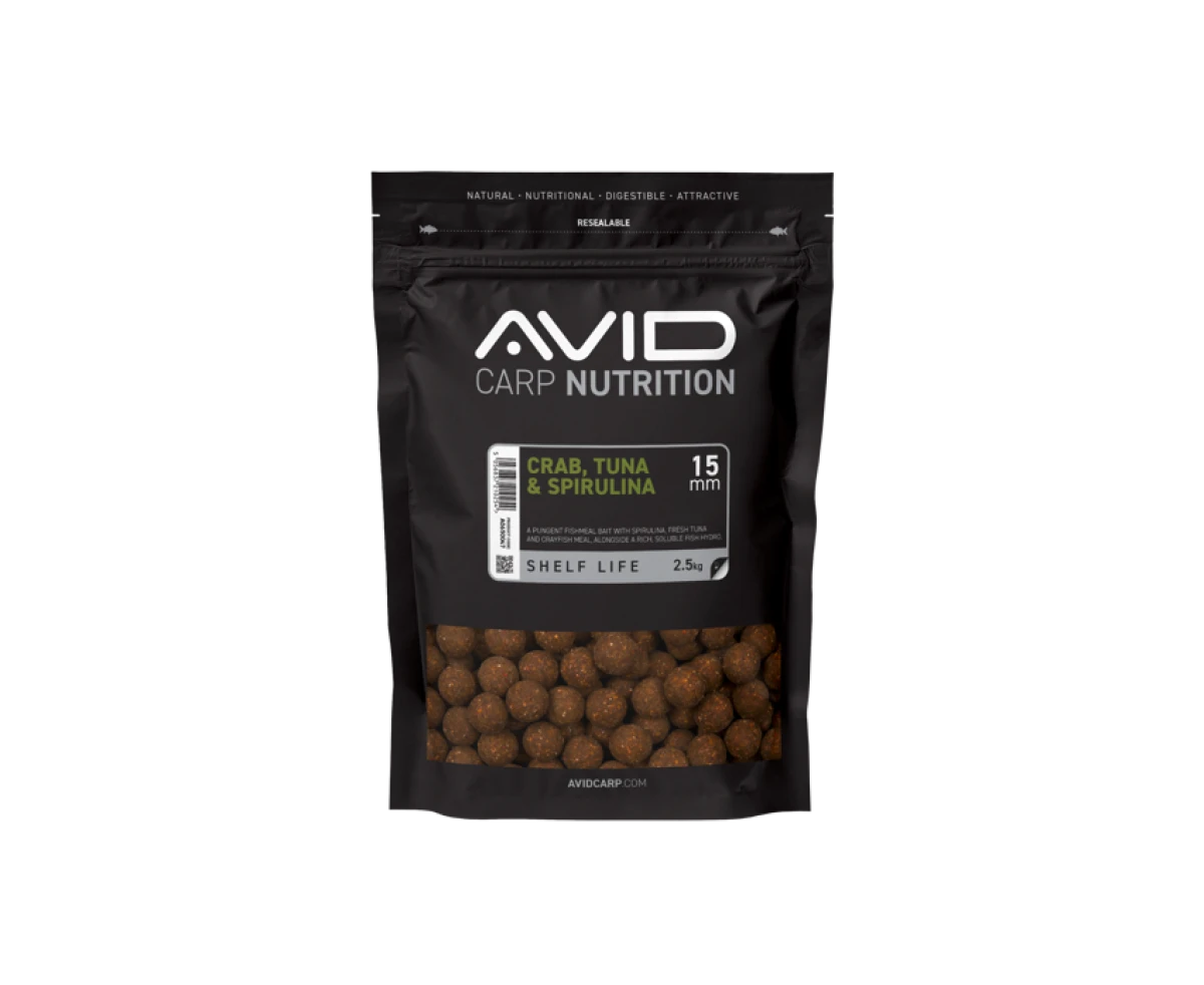 Avid Carp Crab, Tuna & Spirulina Boilies mărimea 15mm / 2,5kg - MPN: A0650047 - EAN: 5056837210254