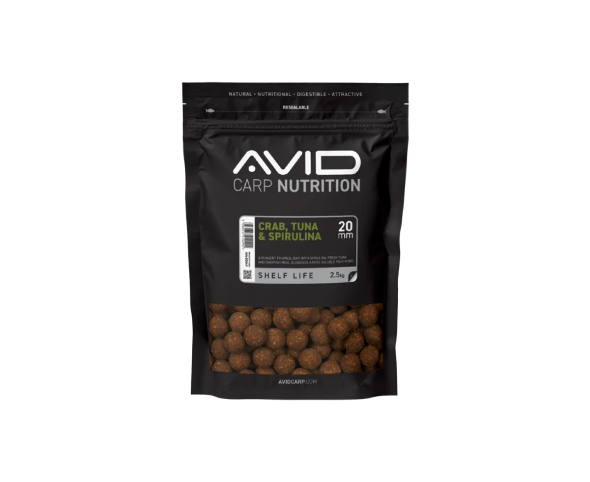 Avid Carp Crab, Tuna & Spirulina Boilies mărimea 20mm / 2,5 kg - MPN: A0650049 - EAN: 5056837210292