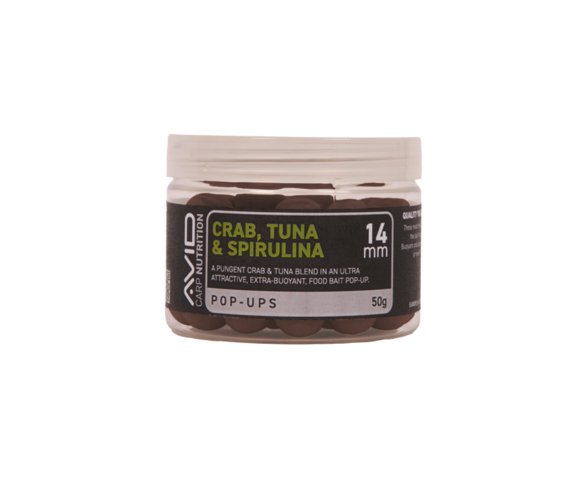 Avid Carp Crab, Tuna & Spirulina Pop-Up tamaño 14mm - MPN: A0650073 - EAN: 5056837210773