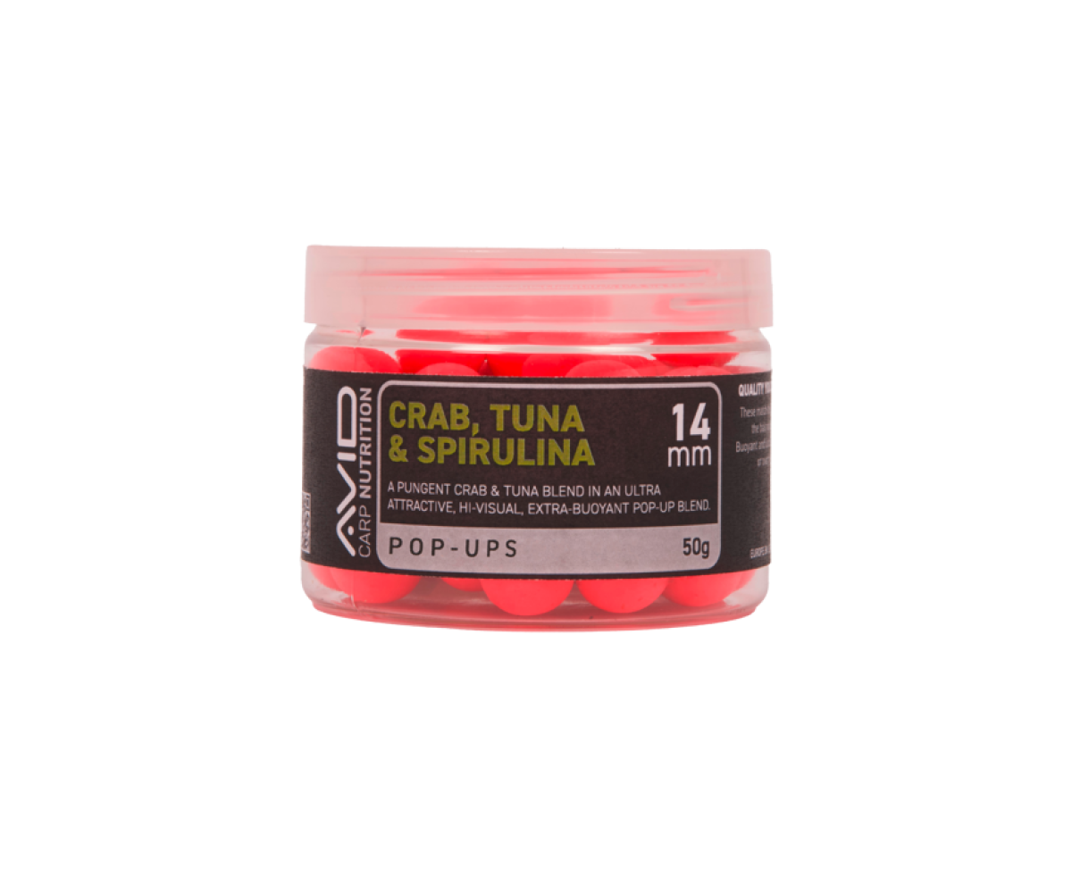 Avid Carp Crab, Tuna & Spirulina Pop-Up Pinktamaño 14mm - MPN: A0650077 - EAN: 5056837210858