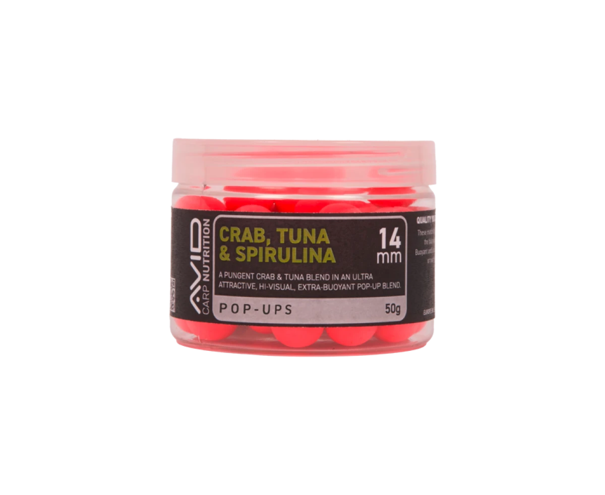 Avid Carp Crab, Tuna & Spirulina Pop-Up Pinkdydis 14mm - MPN: A0650077 - EAN: 5056837210858