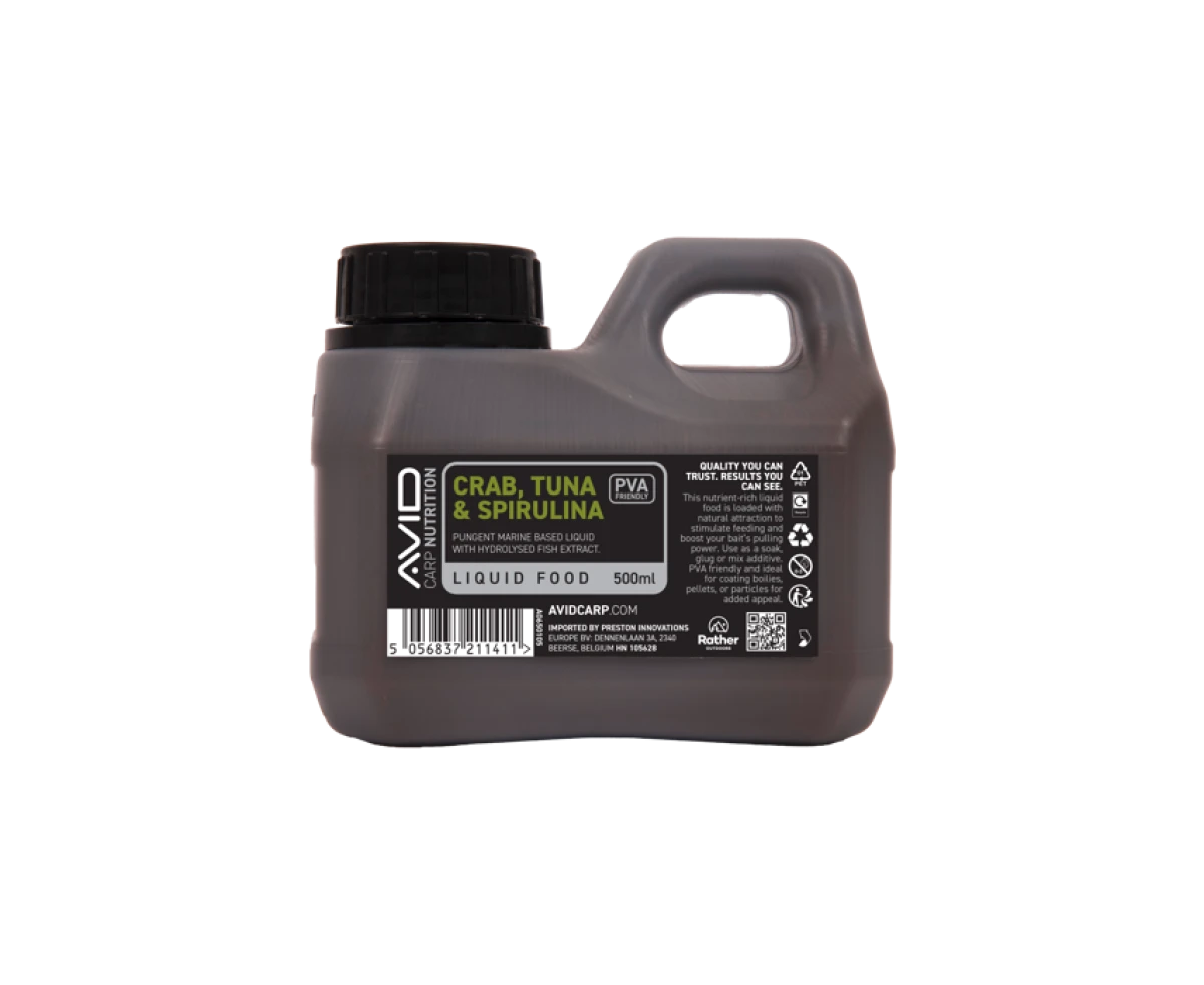 Avid Carp Crab, Tuna & Spirulina Liquid Food ambalaj 500ml - MPN: A0650105 - EAN: 5056837211411