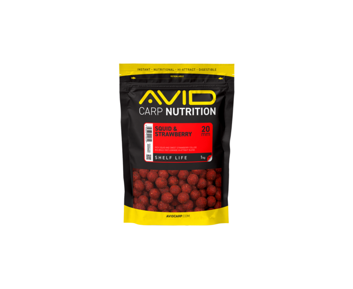 Avid Carp Squid & Strawberry Boiliestaille 20mm / 1kg - MPN: A0650065 - EAN: 5056837210612