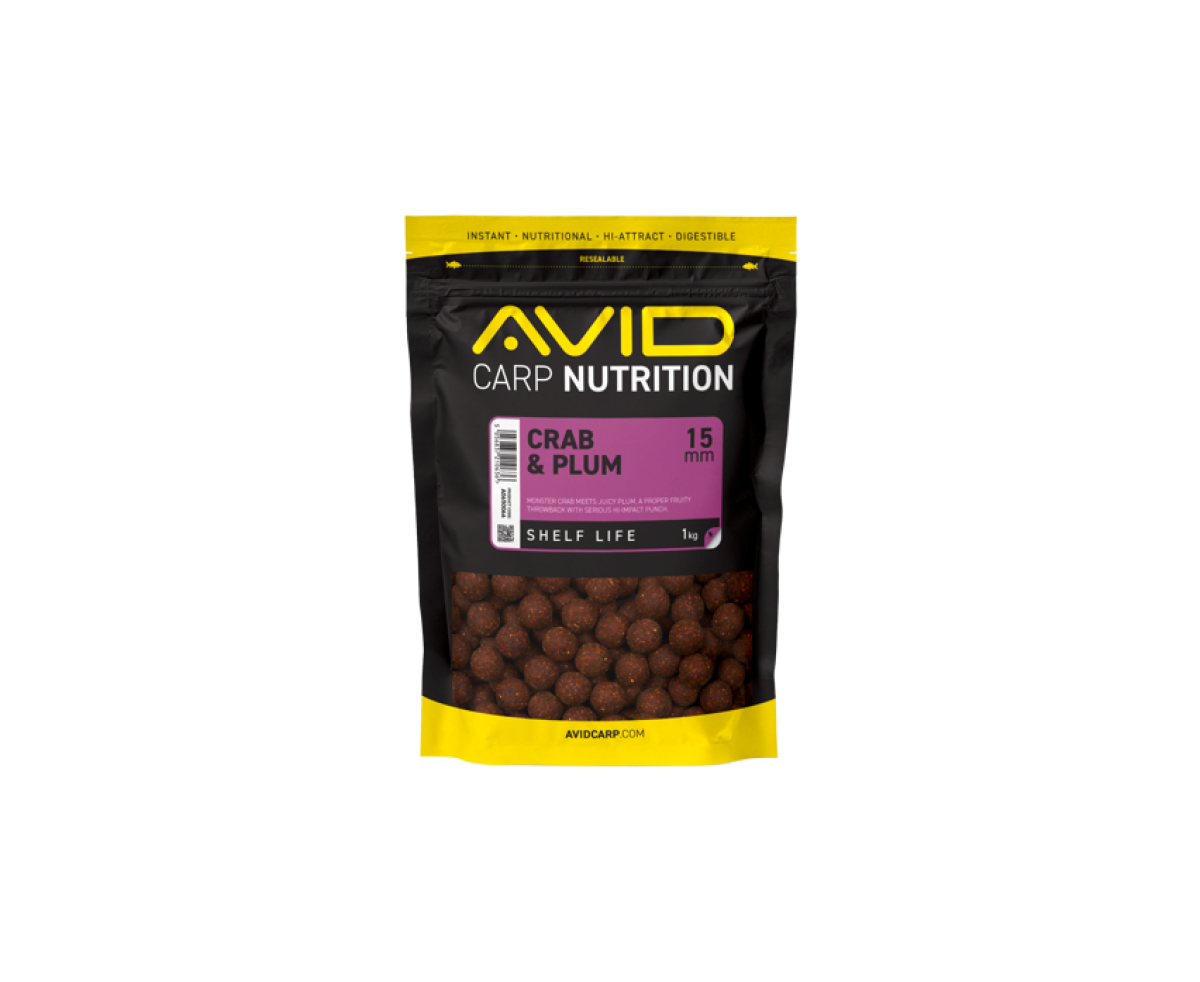 Avid Carp Crab & Plum Boilies taille 15mm / 1kg - MPN: A0650066 - EAN: 5056837210636