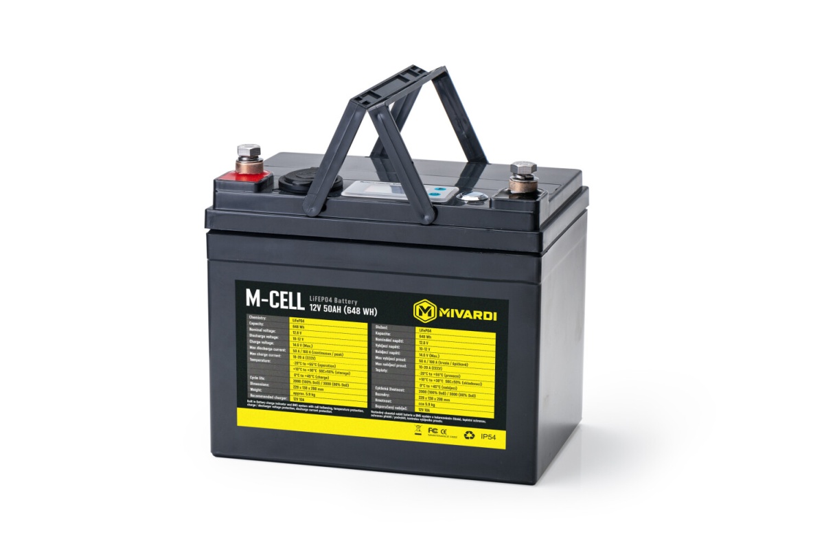 Mivardi M-CELL LiFePO4 12V 50Ah + 10A Chargermodel 50Ah + ładowarka 10A - MPN: M-MCELL1250LFC - EAN: 8595712423954