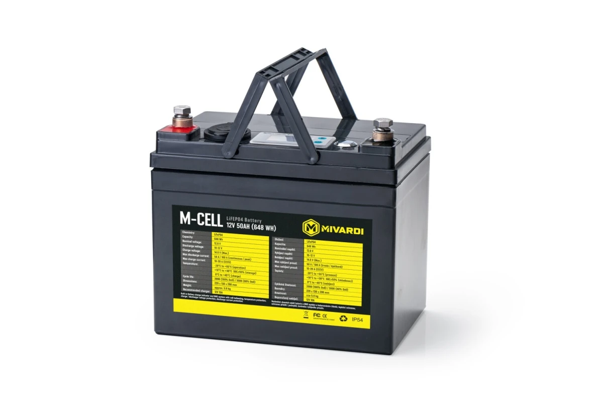 Mivardi M-CELL LiFePO4 12V 50Ah + 10A Chargermodelis 50Ah + 10A kroviklis - MPN: M-MCELL1250LFC - EAN: 8595712423954
