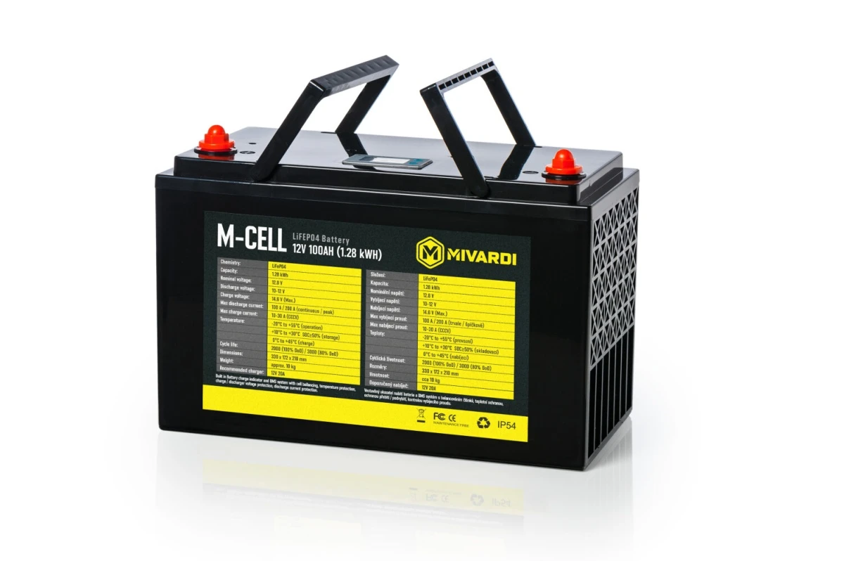 Mivardi M-CELL LiFePO4 12V 100Ah + 20A Chargermodelis 100Ah + 20A kroviklis - MPN: M-MCELL12100LFC - EAN: 8595712423961