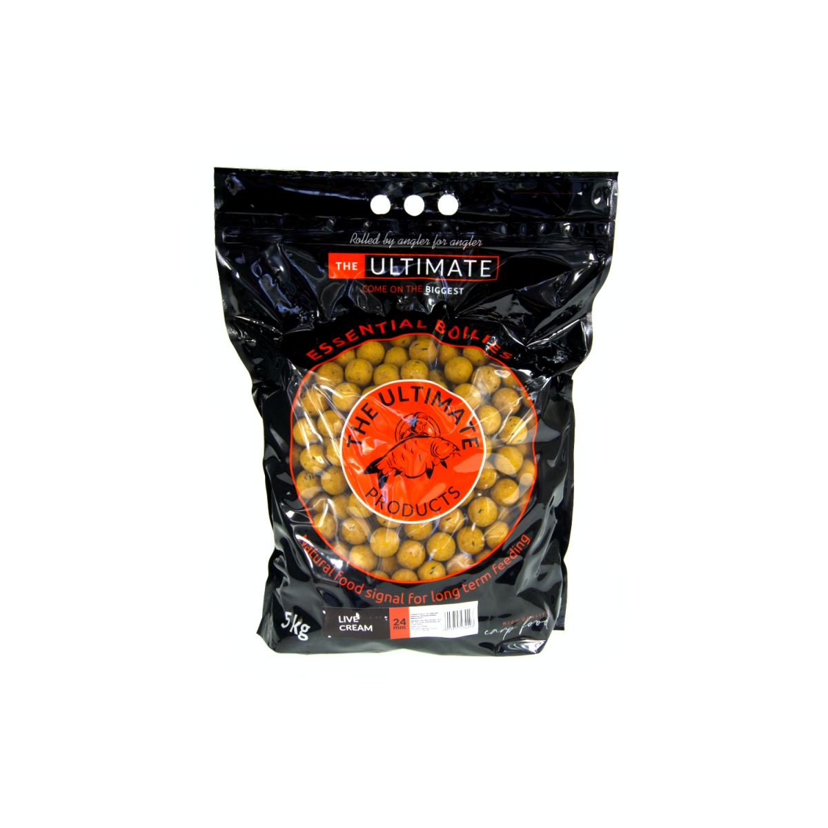 UltimateProducts Essential Boilies - Live Creme - KRÁTKÁ DOBA TRVANLIVOSTIvelikost 24mm / 5kg - EAN: 200000099923