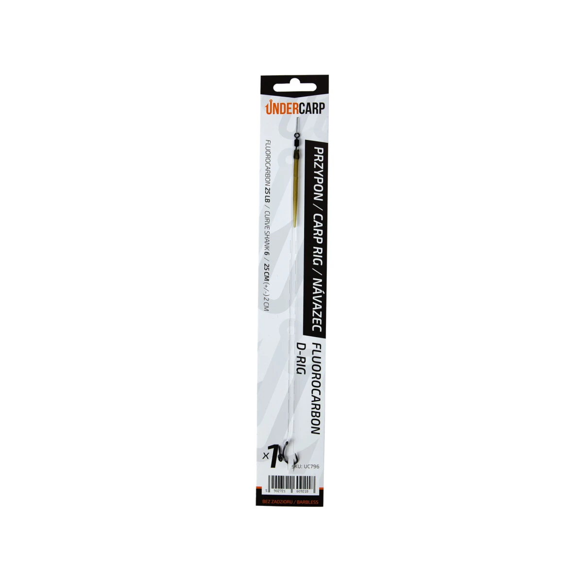 UnderCarp Fluorocarbon D-Rig - Kötött pontyozó előke (horog nélkül)méret 6 (sörét nélküli) - MPN: UC796 - EAN: 5902721609218