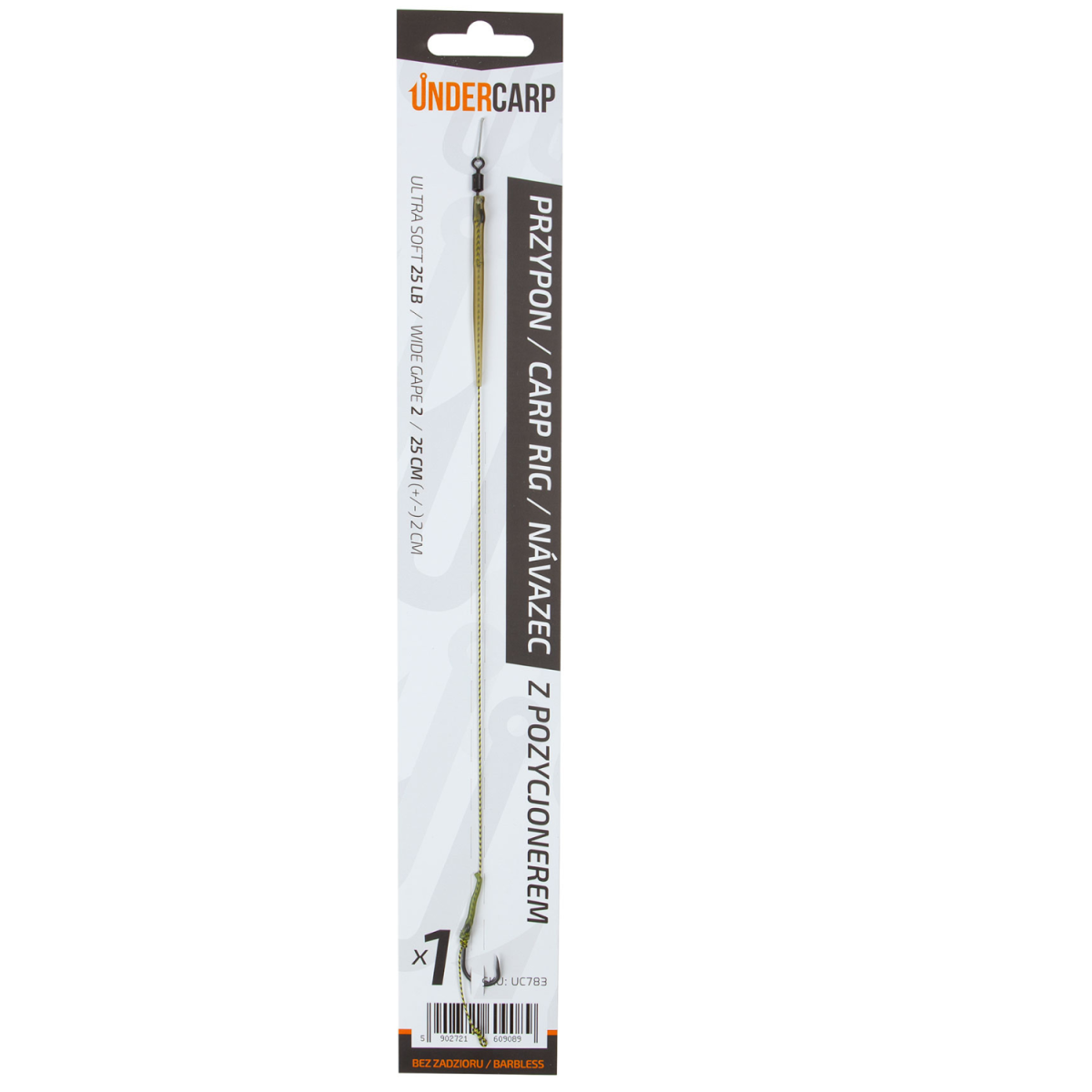 UnderCarp  - Повідок для коропа з позиціонером (без зазубрин)розмір 2 (беззубий) - MPN: UC782 - EAN: 5902721609072