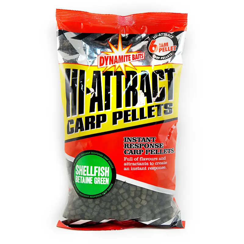 Dynamite Baits Hi-Attract Shellfish Betaine Green Pelletsmisurare 6 mm