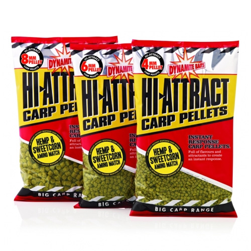 Dynamite Baits Hi-Attract Hemp and Sweetcorn Pelletssize 6 mm
