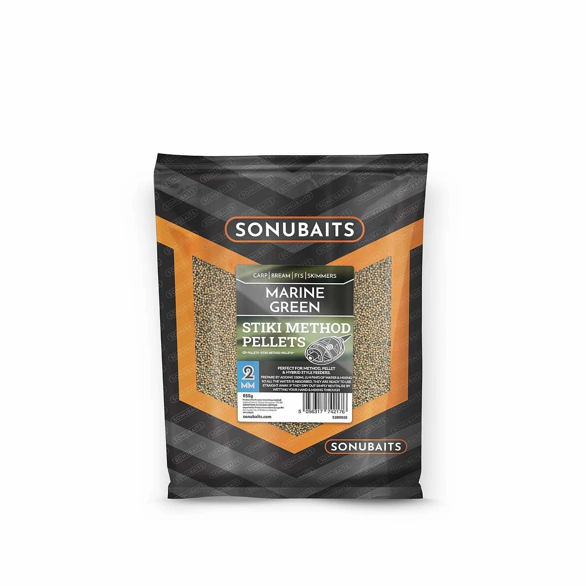 Sonubaits Stiki Marine Green Method Pellets  - emballage endommagéemballage 2mm / 650g - EAN: 200000103583