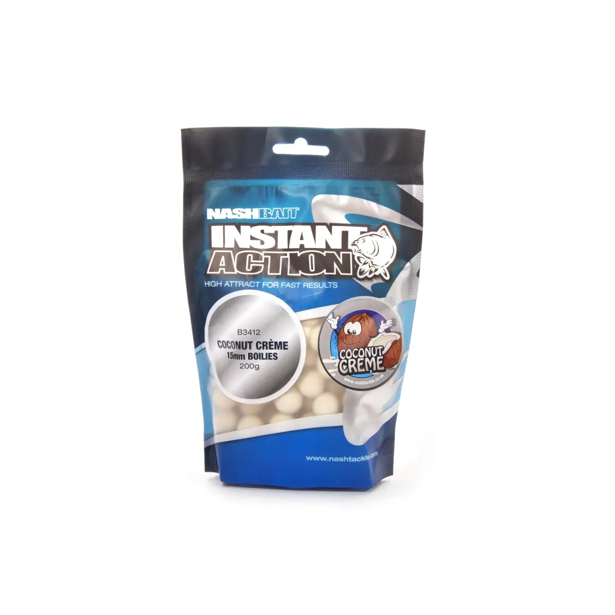 NEW Nash Instant Action Coconut Creme Bottom Bait 200gmărimea 15 mm / 200g - MPN: B3412 - EAN: 5055108834120