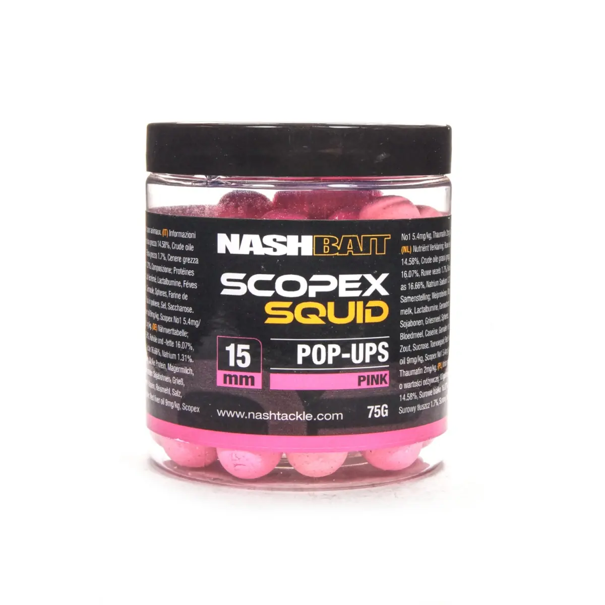 Nash Pop Ups Pink - Scopex Squid mărimea 15 mm / 75g - MPN: B6831 - EAN: 5055108868316