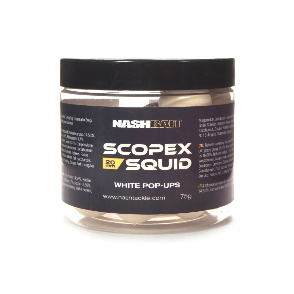 Nash Pop Ups White - Scopex Squid mărimea 20 mm / 75g - MPN: B6842 - EAN: 5055108868422