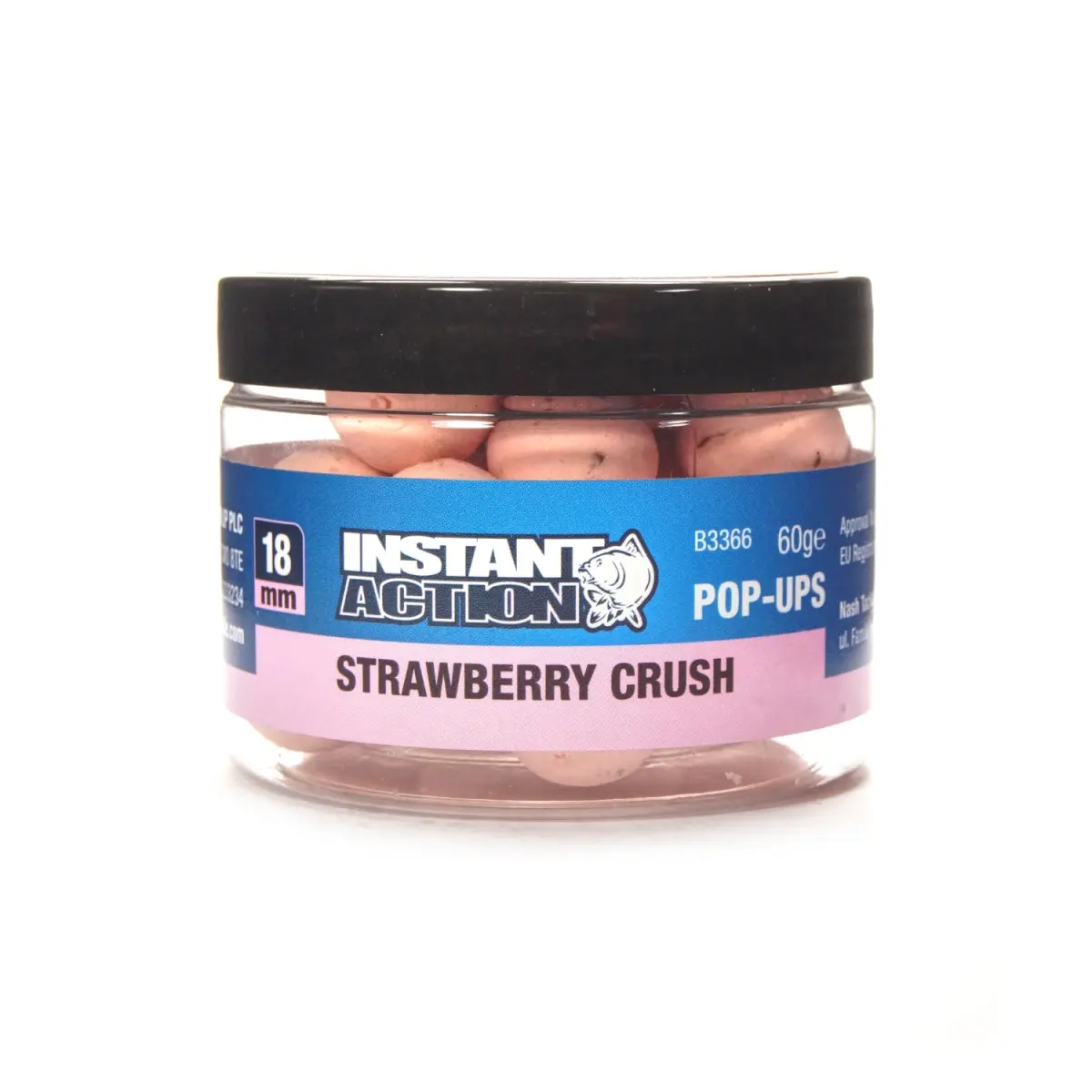 NEW Nash Instant Action Strawberry Crush Pop-upmărimea 18 mm / 60g - MPN: B3366 - EAN: 5055108833666
