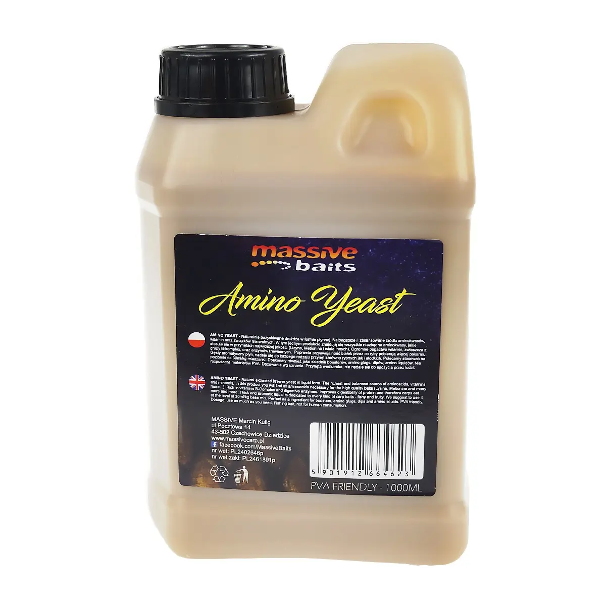 MassiveBaits Amino Yeastpakavimas 1000 ml - MPN: LQ018 - EAN: 5901912664623