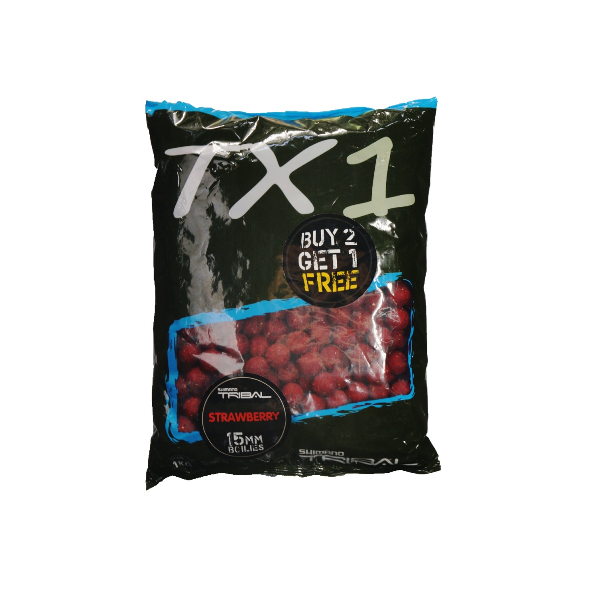 Shimano Tribal TX1 Boilies - Strawberry - 1 kgrozmiar 15 mm - MPN: TX1SBB151000 - EAN: 8717009845472