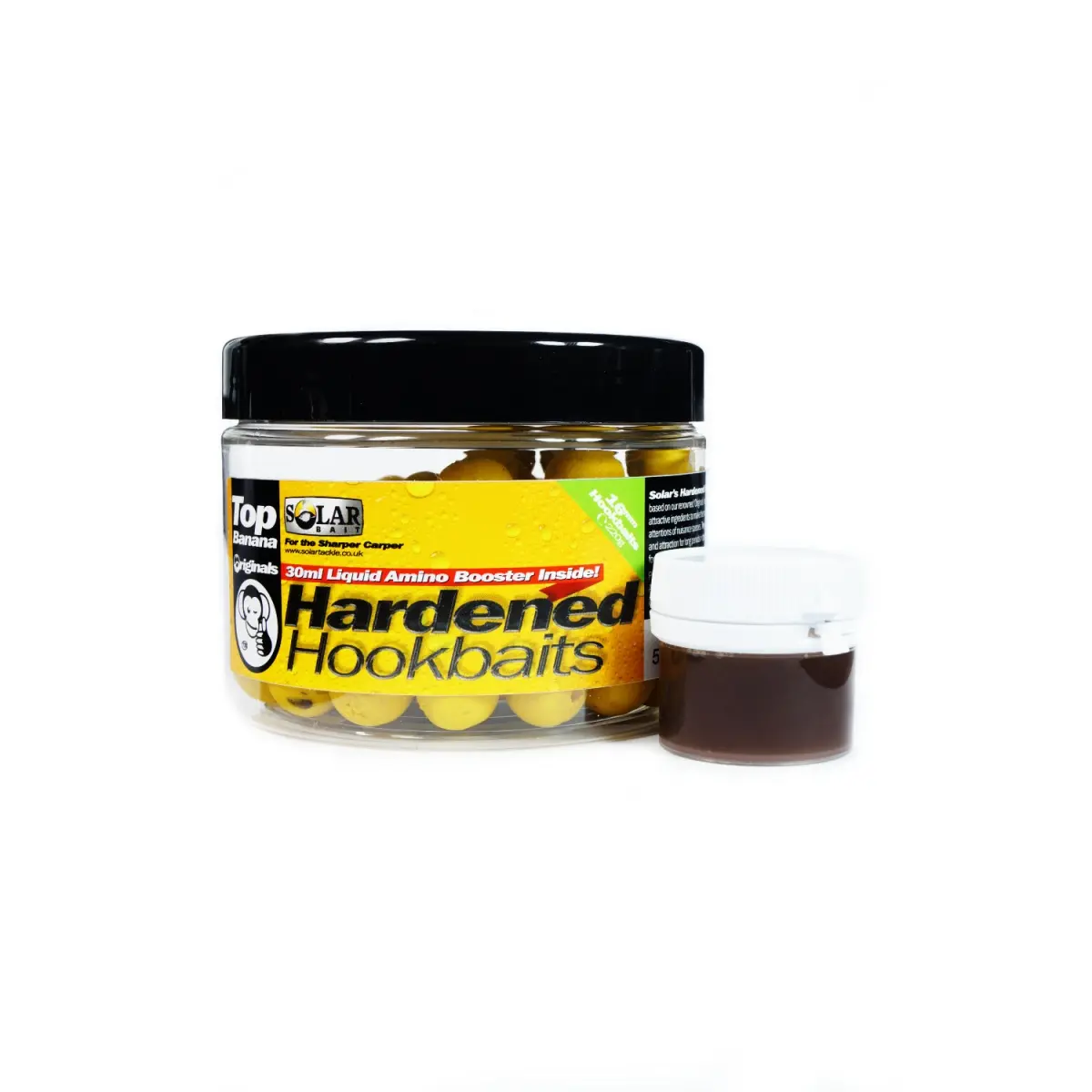 NEW SOLAR Top Banana Hardened Hookbaits + Amino Liquid  Größe 16 mm - MPN: TBHB16 - EAN: 5055681511746