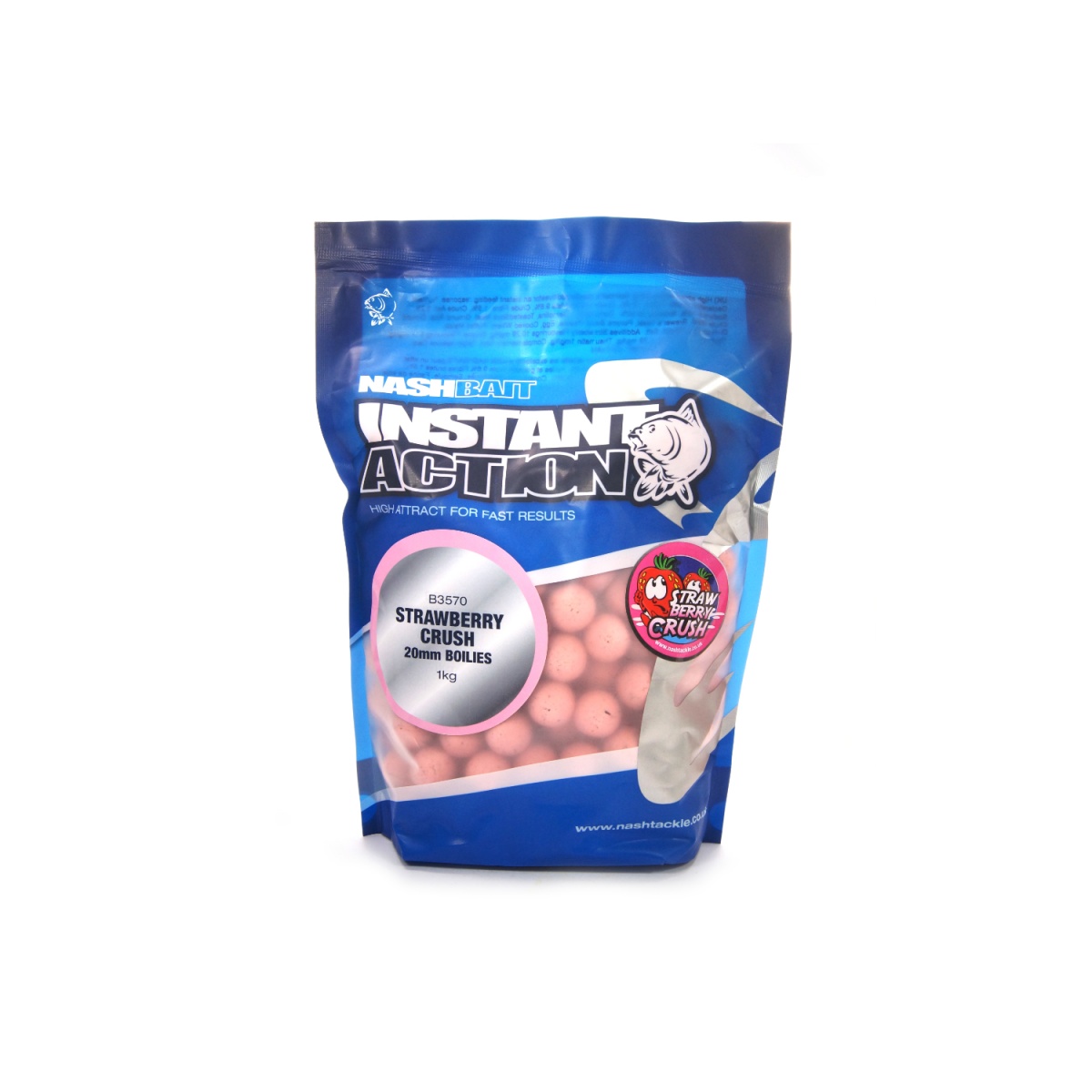NEW Nash Instant Action Strawberry Crush Bottom Bait 1 kgtamaño 20 mm / 1kg - MPN: B3570 - EAN: 5055108835707