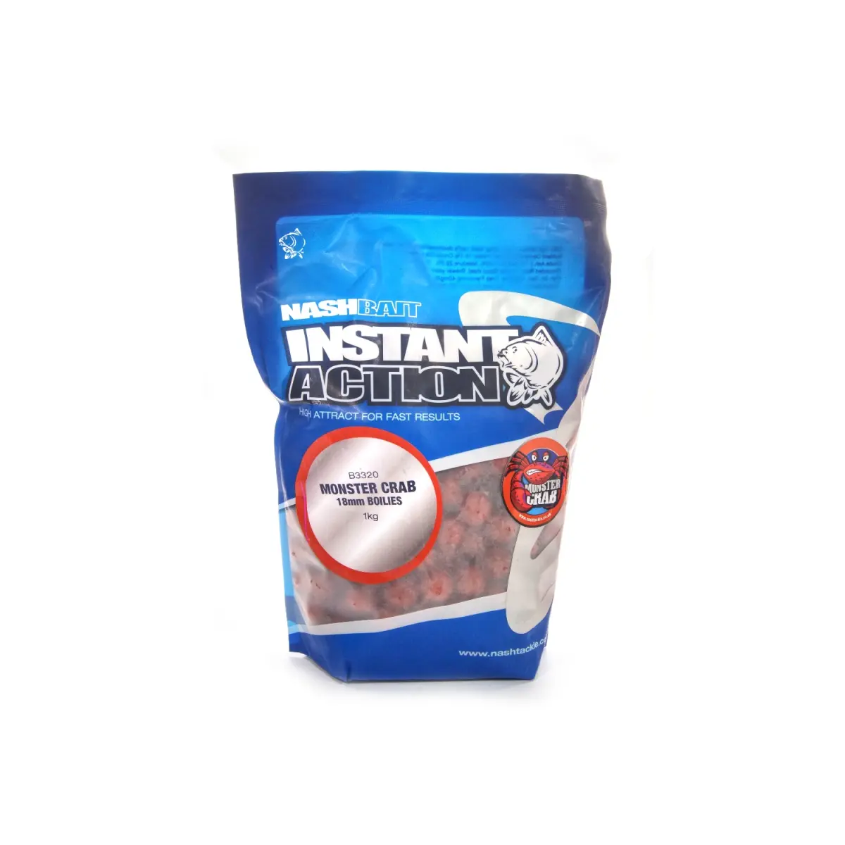 NEW Nash Instant Action Monster Crab Bottom Bait 1 kgmărimea 18 mm / 1kg - MPN: B3320 - EAN: 5055108833208