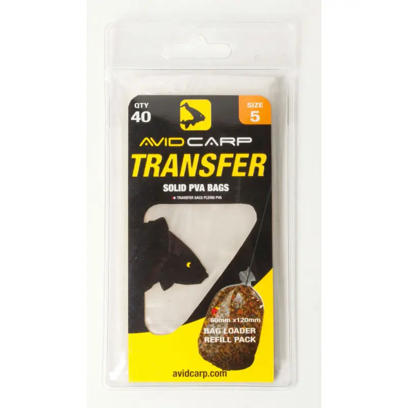 Avid Carp Transfer Solid PVA Bags size 5taille 60 mm x 120 mm - MPN: AVTSPB/05 - EAN: 5055977405261