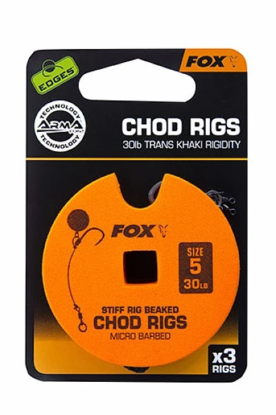 Fox Stiff Chod Rigs hak nr 5 / 30lb / standard