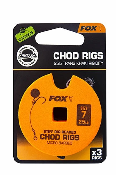 Fox Stiff Chod Rigs hak nr 7 / 25lb / standard