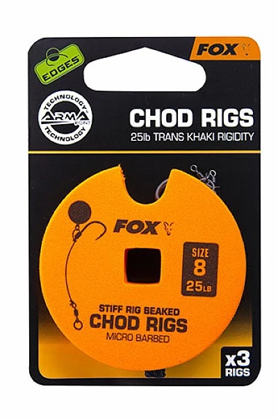 Fox Stiff Chod Rigs hak nr 8 / 25lb / standard