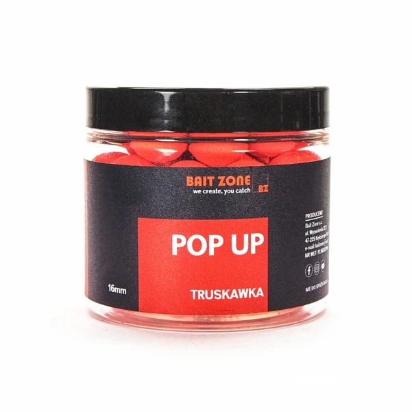 Bait Zone Pop Up Boilies - Полуниця 16 мм / 250 мл
