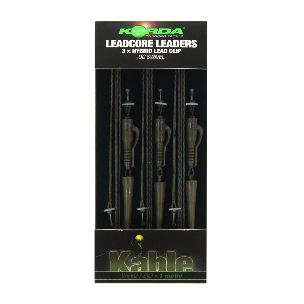 Korda Leadcore Leader Hybrid Lead Clip QC Swivel Weed/Silt / zielony