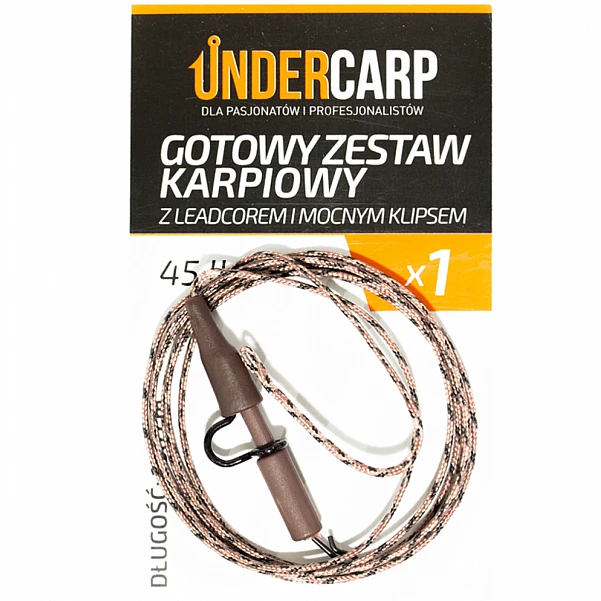 UnderCarp - Gotowy zestaw karpiowy z leadcorem 45lb i mocnym klipsem 45lb / 100cm (brązowy)